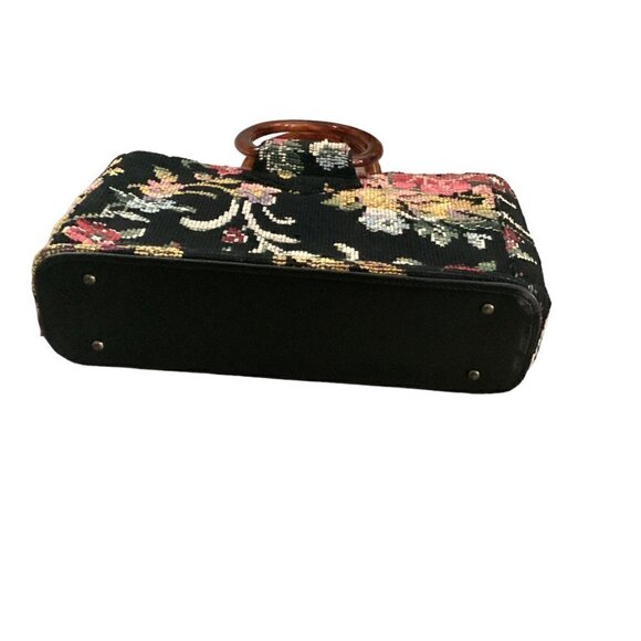 VTG JR Florida Tapestry Tote Bag Purse Faux-Tortoise Shell Handle 295E - Picture 6 of 9